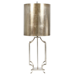 Worlds Away Windham Iron Table Lamp with Metal Shade – Champagne Silver Leaf