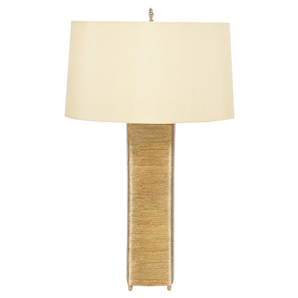 Worlds Away Wrapt Wire Table Lamp with Linen Shade – Gold Leaf