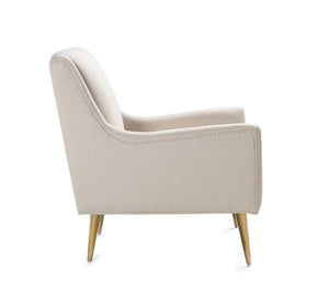 Worlds Away Wrenn Lounge Chair With Brass Legs - Ivory Velvet