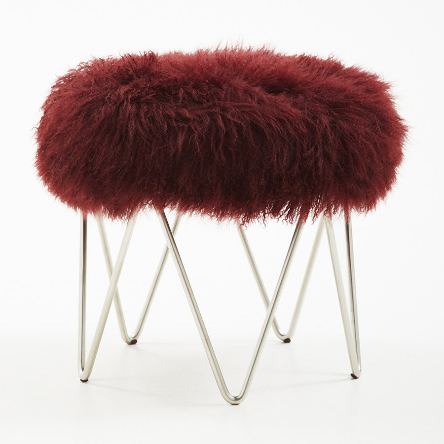 Tibetan Lamb Wave Stool - Deep Red (Additional Colors Available)