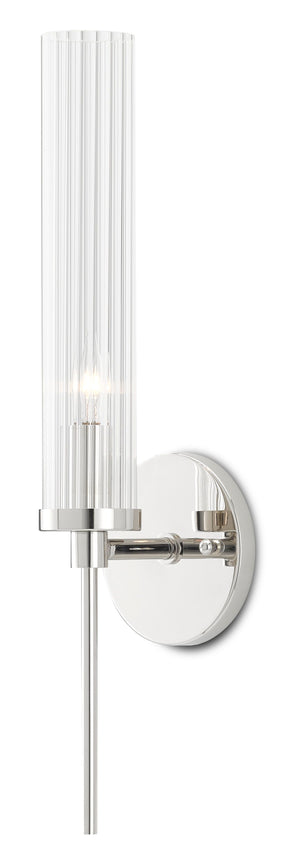 Bellings Nickel Wall Sconce - Polished Nickel/Clear