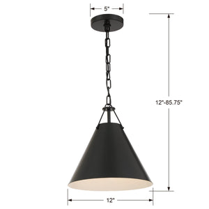 Xavier 1 Light Matte Black Pendant