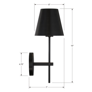 Xavier 1 Light Matte Black Wall Mount