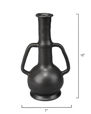 Ceramic Long Necked Vase with Handles – Black