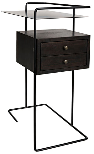 Massimo Side Table - Black Metal and Walnut