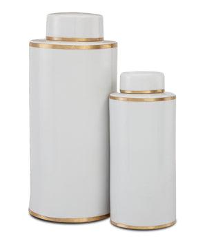 Currey and Company Ivory Tea Canister Set of 2 - White
