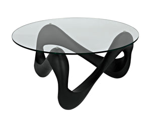 Orion Coffee Table, Black Resin Cement with Glass