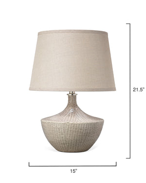 Off White Basket Weave Accent Lamp