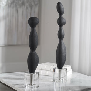 Koa Black Marble Sculptures, S/2