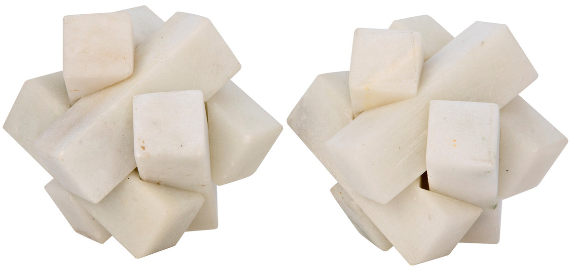 Noir Cube Puzzle Object - Set of 2 - White Stone