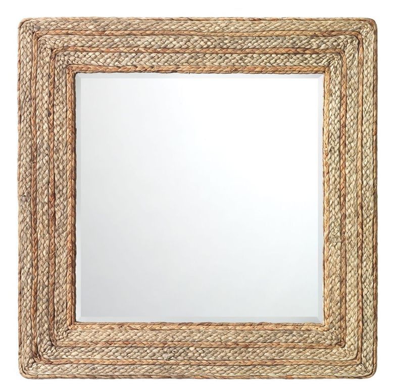 Evergreen Square Mirror in Natural Braided Seagrass