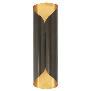 Yvonne Bronze 2-Bulb Tube Sconce with Gold Leaf Interior