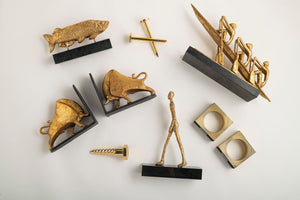 Iron & Bronze Bookends in Gold Leaf | Bisoni Collection | Villa & House