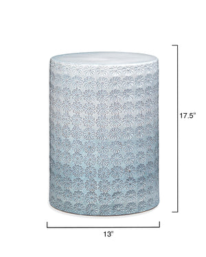 Wildflower Patterned Ceramic Accent Table – Blue