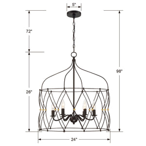 Zucca 6 Light English Bronze & Antique Gold Lantern
