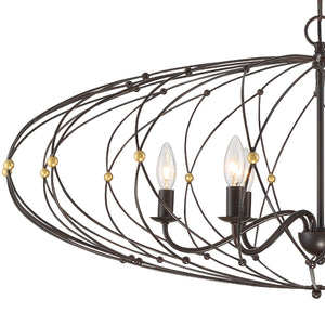 Zucca 6 Light English Bronze & Antique Gold Chandelier