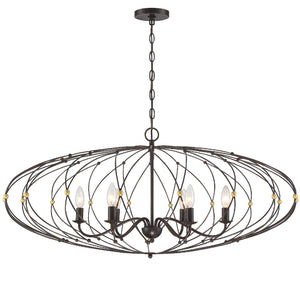 Zucca 6 Light English Bronze & Antique Gold Chandelier