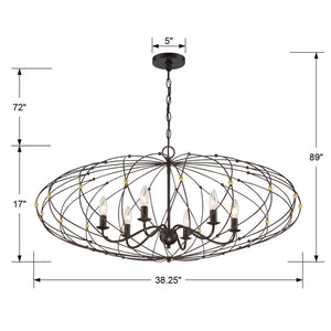 Zucca 6 Light English Bronze & Antique Gold Chandelier