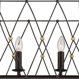 Zucca 6 Light English Bronze & Antique Gold Linear Chandelier