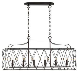 Zucca 6 Light English Bronze & Antique Gold Linear Chandelier