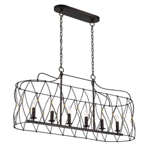 Zucca 6 Light English Bronze & Antique Gold Linear Chandelier