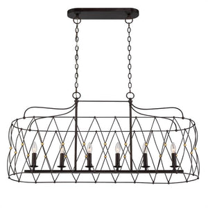 Zucca 6 Light English Bronze & Antique Gold Linear Chandelier