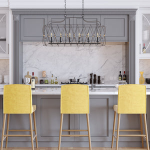 Zucca 6 Light English Bronze & Antique Gold Linear Chandelier