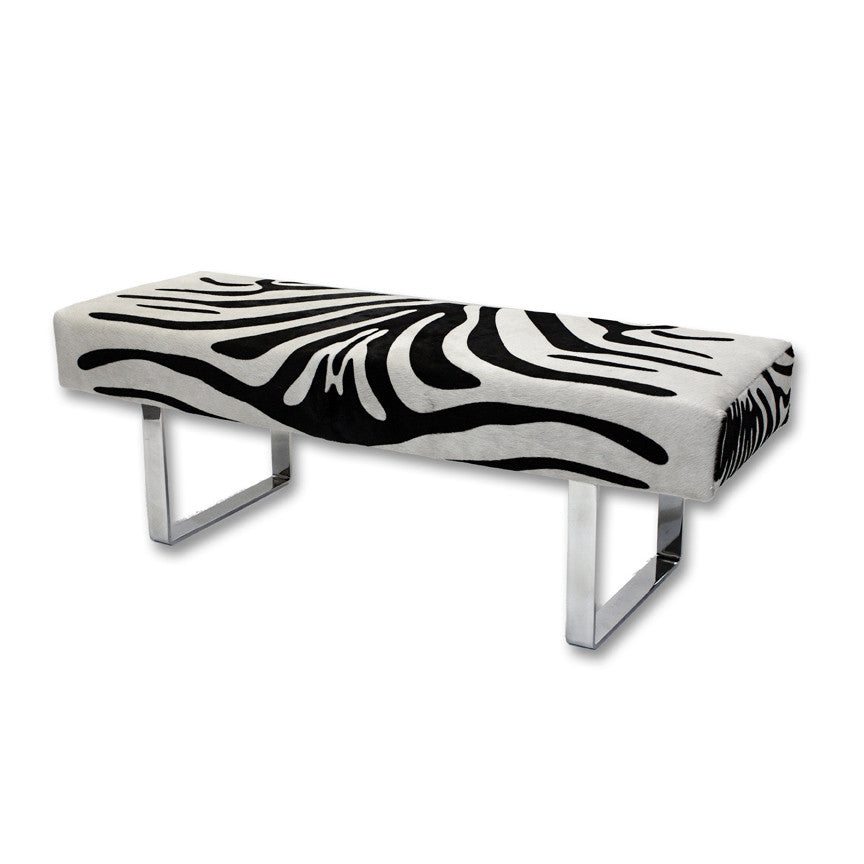 Zebra Pattern U Shape Chrome Bench (Additional Colors & Finishes Available)