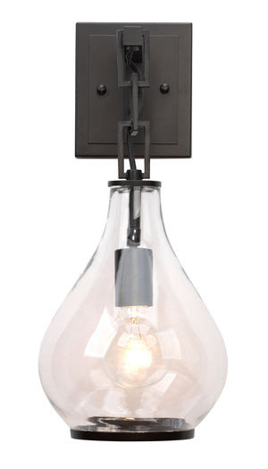 Tear Drop Wall Sconce - Clear Glass & Oil Rubbed Bronze Metal