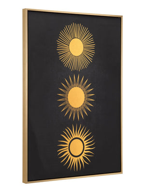 Three Suns Canvas Wall Art Gold & Black
