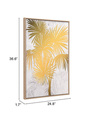 Gulf Fern Canvas Wall Art Gold & White
