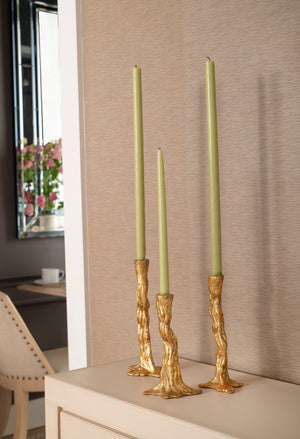 Set of 3 Candlesticks in Gold | Branch Collection | Villa & House
