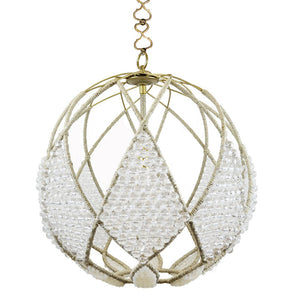 20" Adelaid Beaded Sphere Chandelier – Silver Mirrored Faceted and Milk Beads