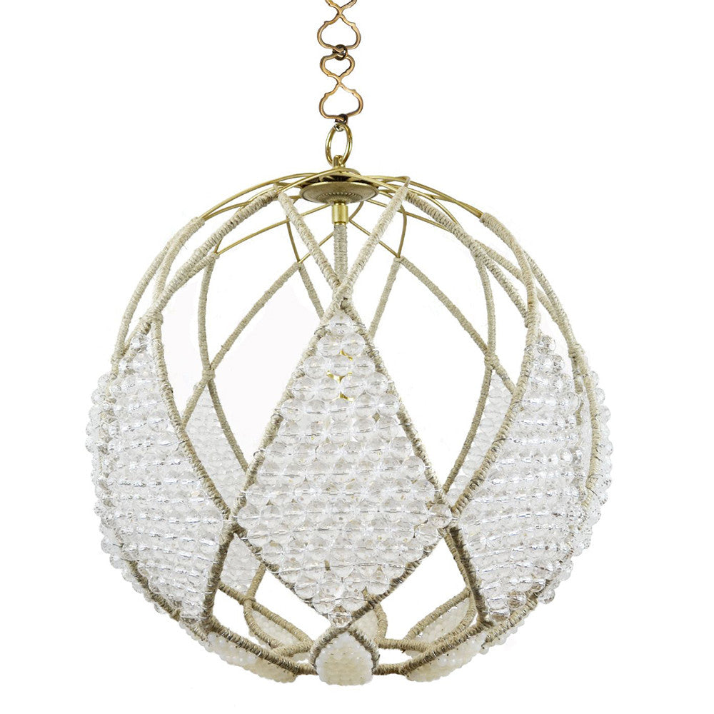 20" Adelaid Beaded Sphere Chandelier – Clear Faceted and Milk Beads