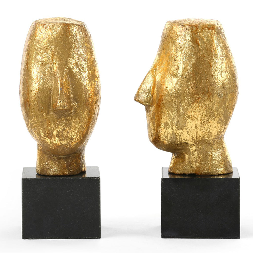 Modern Head Sculptures in Gold Leaf – Set of 2 | Alberto Collection | Villa & House