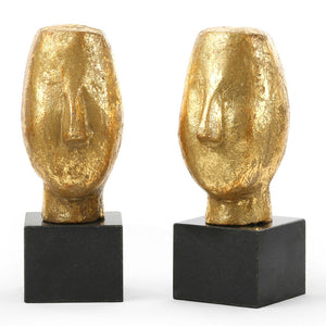 Modern Head Sculptures in Gold Leaf – Set of 2 | Alberto Collection | Villa & House