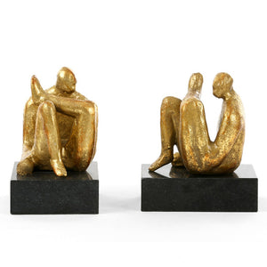 Seated Male Sculptures in Gold Leaf – Set of 2 | Amadeo Collection | Villa & House
