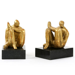 Seated Male Sculptures in Gold Leaf – Set of 2 | Amadeo Collection | Villa & House