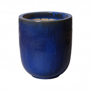 Small Round Pot with a Blue Glaze