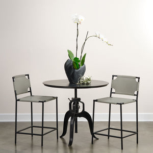 Asher Counter Stool - Dove Grey Leather  & Black Metal