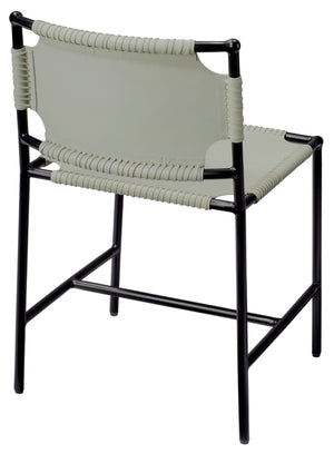 Asher Dining Chair - Dove Grey Leather  & Black Metal