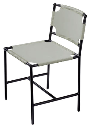 Asher Dining Chair - Dove Grey Leather  & Black Metal