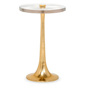 Glam Polished Brass Side Table with Round Glass Top | Antonia Collection | Villa & House