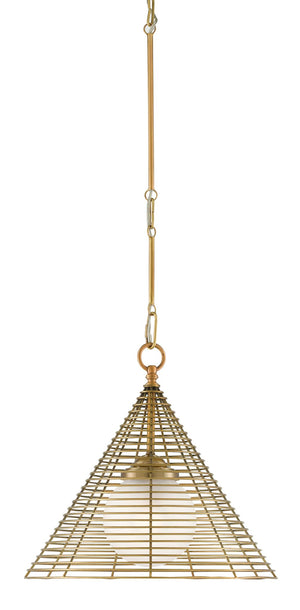 Currey and Company Nadir Pendant - Antique Brass/Frosted Glass