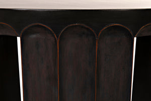 Fluted Side Table, Pale with Light Brown Trim