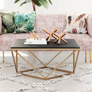 Verona Marble Coffee Table Black & Antique Brass