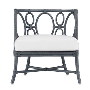 Tegal Muslin Navy Rattan Chair