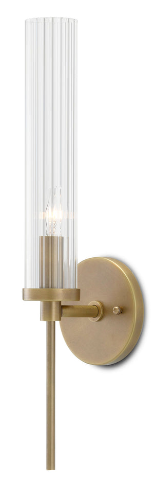 Bellings Brass Wall Sconce - Antique Brass/Clear