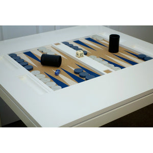 Square Lacquer Backgammon Table - White (Additional Colors Available)