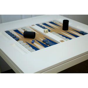 Square Lacquer Backgammon Table - Grey (Additional Colors Available)
